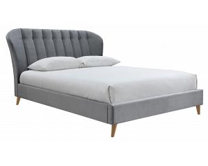 4ft Small Double Grey velour Elma buttoned bed frame